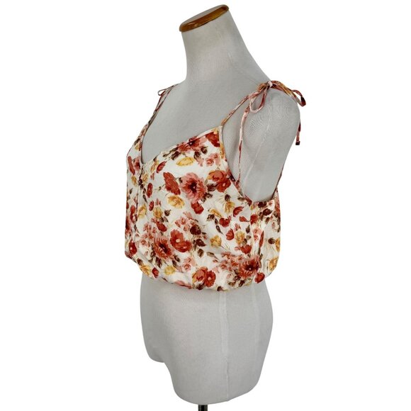 Abercrombie Flirty Romantic Floral Button Front Tie-Strap Feminine Crop Top Cami - Picture 5 of 13